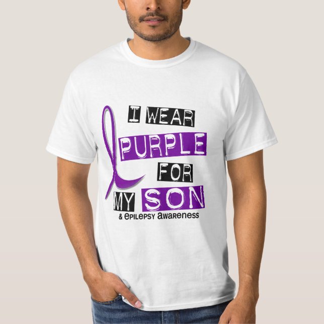 Camiseta Eu visto o roxo para minha epilepsia do filho 37 (Frente)