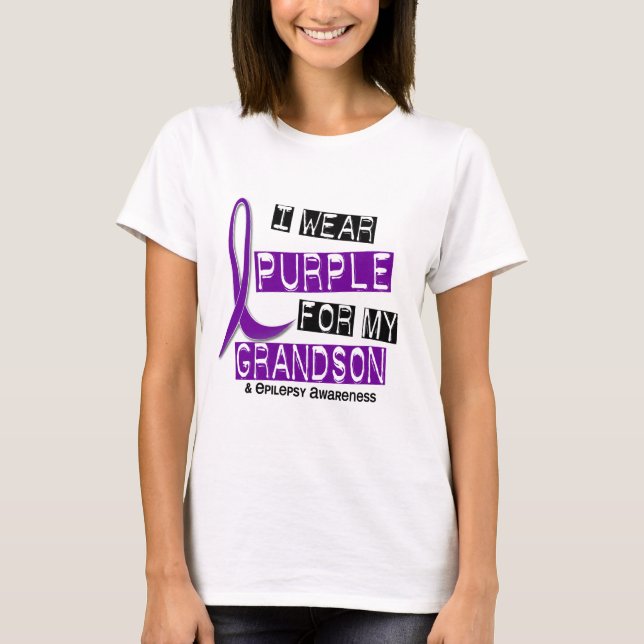 Camiseta Eu visto o roxo para minha epilepsia do neto 37 (Frente)