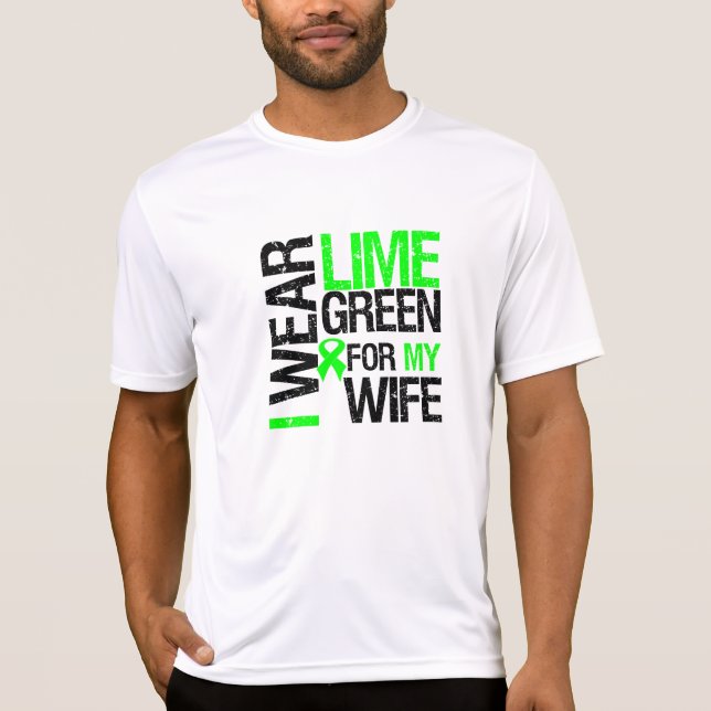 Camiseta Eu visto o verde limão para meu linfoma da esposa (Frente)