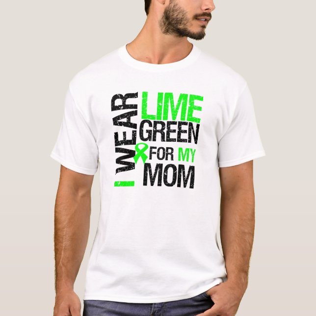 Camiseta Eu visto o verde limão para meu linfoma da mamã (Frente)