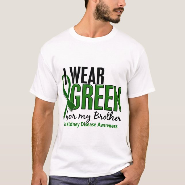Camiseta Eu visto o verde para minha doença renal do irmão (Frente)