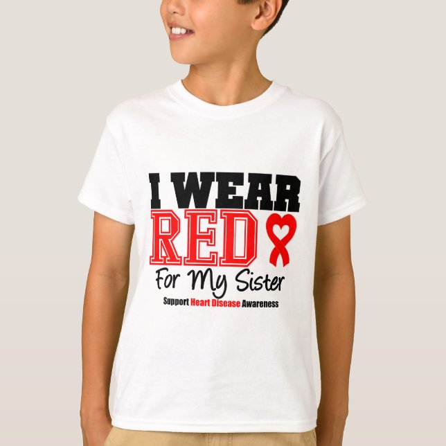 Camiseta Eu visto o vermelho para minha irmã (Frente)