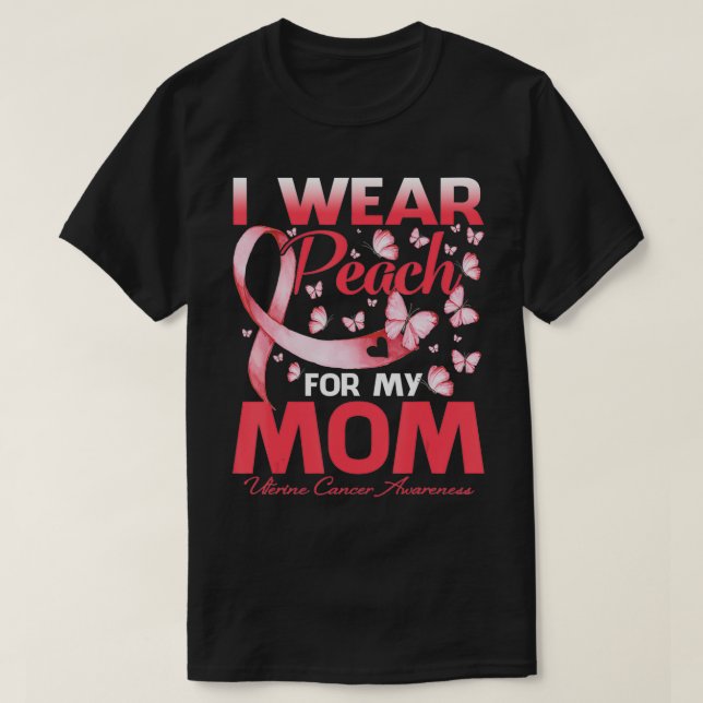 Camiseta Eu Visto Peach Para A Minha Mãe Conhecer O Cancer  (Frente do Design)