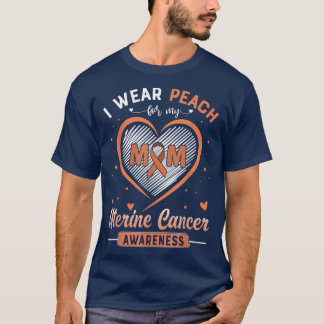 Camiseta Eu Visto Peach Para Minha Mãe Conhecer Cancer Uter