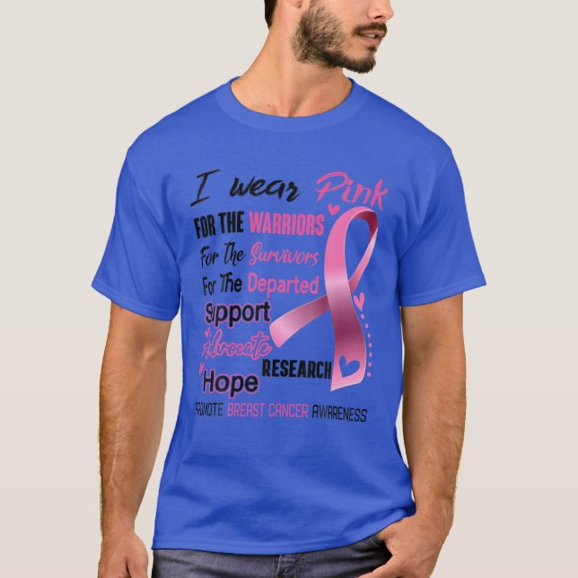 Camiseta Eu Visto Promotores de Cancer de Mama Rosa, Cancer (Frente)