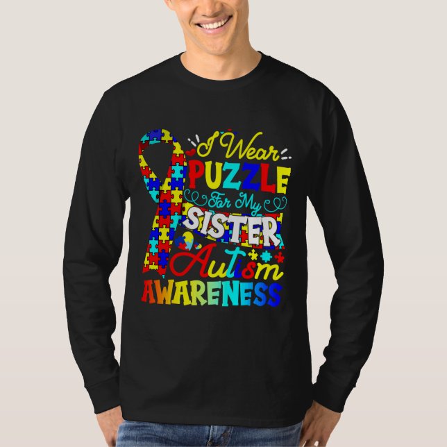Camiseta Eu Visto Quebra-cabeça para a consciência da minha (Frente)