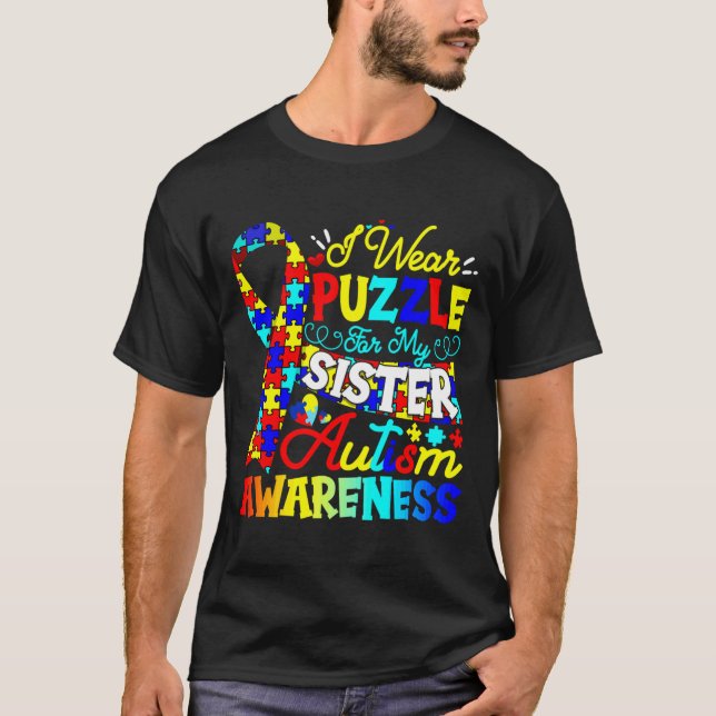 Camiseta Eu Visto Quebra-cabeça para a consciência da minha (Frente)