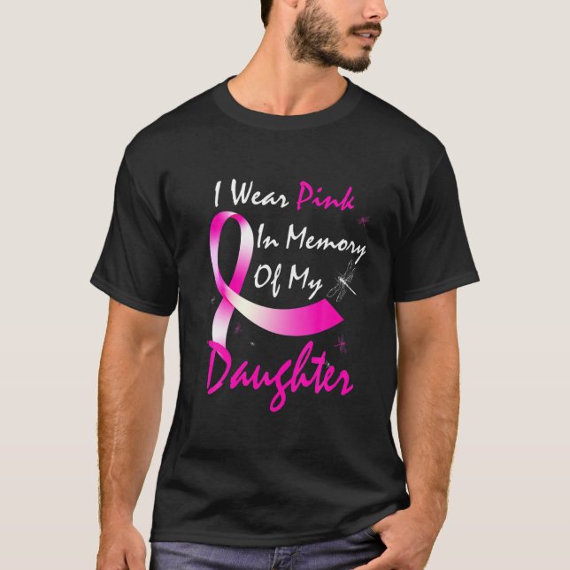 Camiseta Eu Visto Rosa Em Memória Da Minha Filha Cancer Da  (Frente)