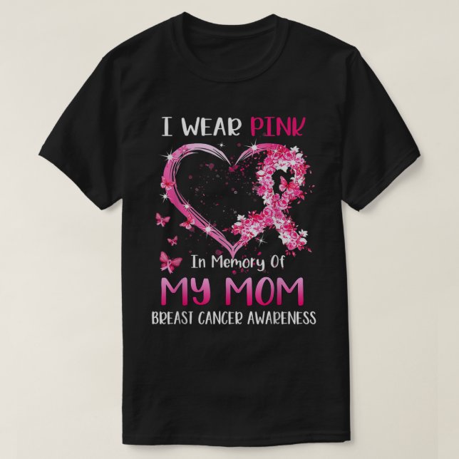 Camiseta Eu Visto Rosa Em Memória Da Minha Mãe cancer De Ma (Frente do Design)