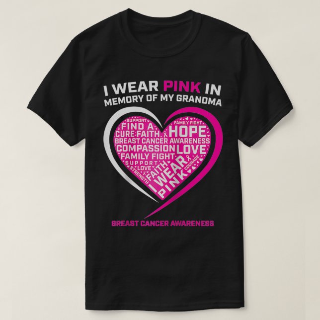 Camiseta Eu Visto Rosa Em Memória De Minha Avó Cancer De Ma (Frente do Design)