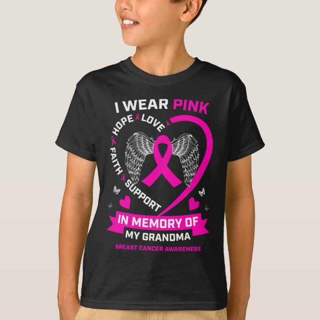 Camiseta Eu Visto Rosa Em Memória De Minha Avó Cancer De Ma (Frente)