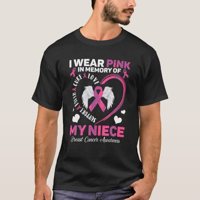 Camiseta Eu Visto Rosa Em Memória Do Meu Cancer De Mama Nie (Frente)