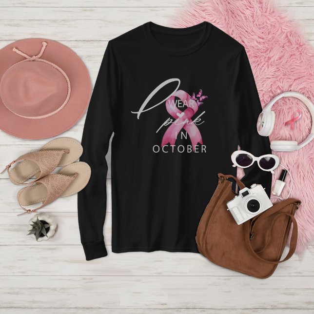 Camiseta Eu Visto Rosa em outubro Sensibilização para o Can (Criador carregado)