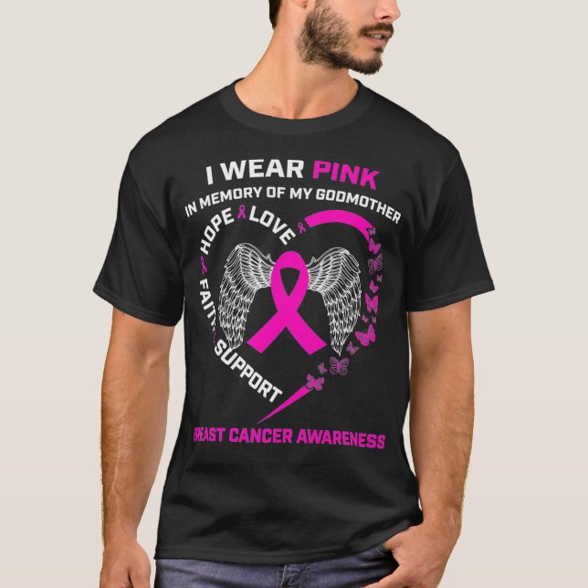 Camiseta Eu Visto Rosa Na Memória Da Madrinha Cancer A (Frente)