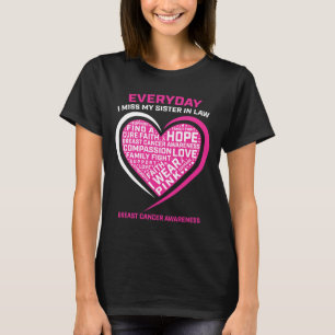 Camiseta Eu Visto Rosa Na Memória Irmã Na Lei Do Cancer Da