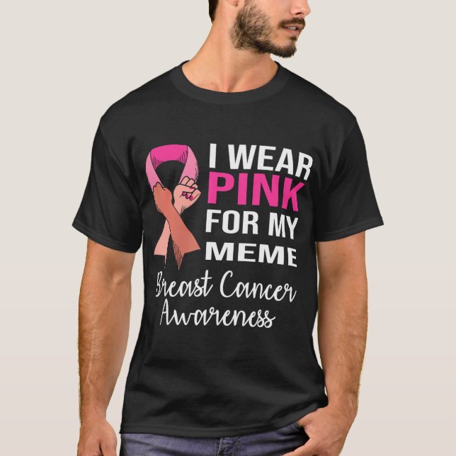 Camiseta Eu Visto Rosa para a Consciência do Cancer da Mama (Frente)