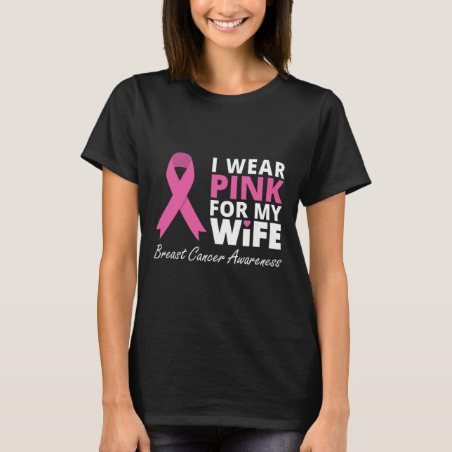 Camiseta Eu Visto Rosa Para A Minha Esposa Família Fita Fit (Frente)