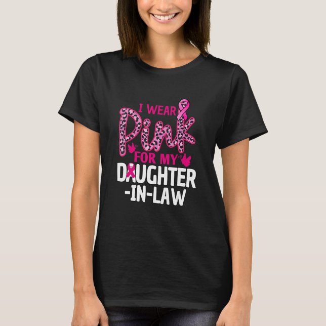 Camiseta Eu visto rosa para a minha filha mãe-leopardo (Frente)