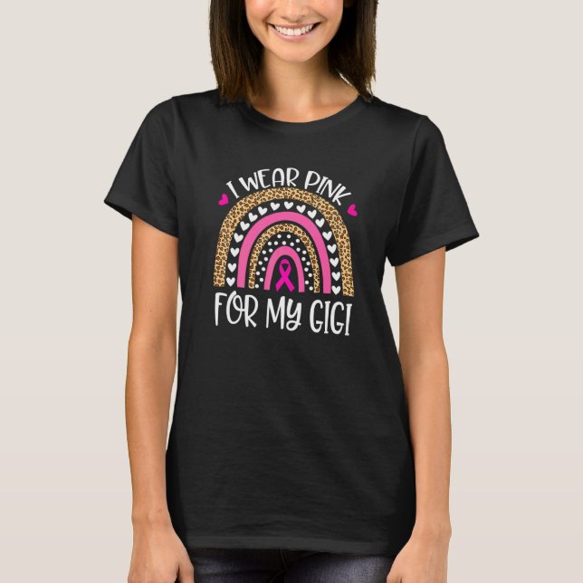 Camiseta Eu Visto Rosa Para A Minha Gigi Fama De Leopardo-D (Frente)