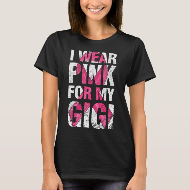Camiseta Eu Visto Rosa Para A Minha Gigi Rib Sobrevivente D (Frente)