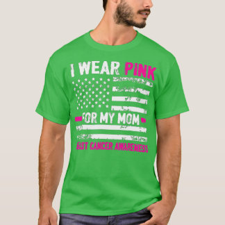 Camiseta Eu Visto Rosa Para A Minha Mãe Cancer De Bandeira 