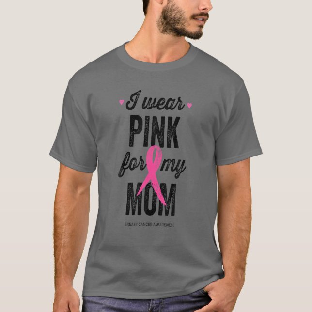 Camiseta Eu Visto Rosa Para A Minha Mãe, Cancer De Fita Ros (Frente)