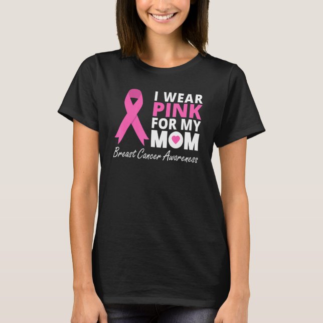 Camiseta Eu Visto Rosa Para A Minha Mãe Família Ribbon, Gue (Frente)