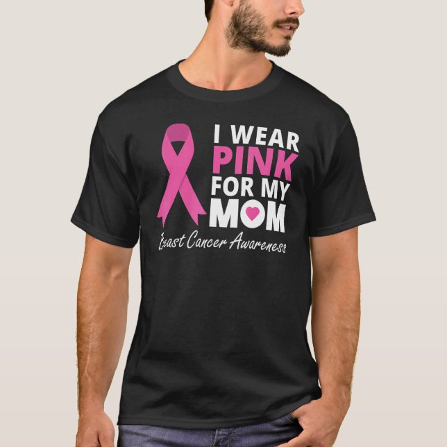 Camiseta Eu Visto Rosa Para A Minha Mãe Família Ribbon, Gue (Frente)