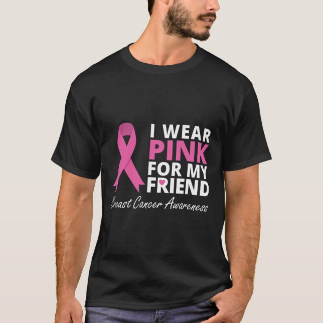 Camiseta Eu Visto Rosa Para Minha Amiga Família Fita De Fit (Frente)