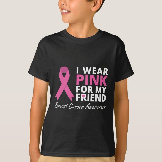 Camiseta Eu Visto Rosa Para Minha Amiga Família Fita De Fit (Frente)