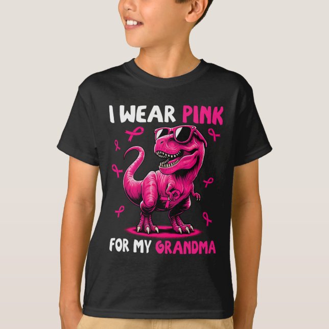 Camiseta Eu Visto Rosa Para Minha Avó T-rex Dinossauro Mama (Frente)