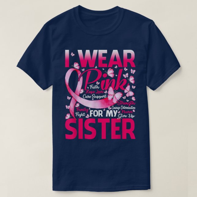 Camiseta Eu Visto Rosa Para Minha Consciência Do Cancer Da  (Frente do Design)