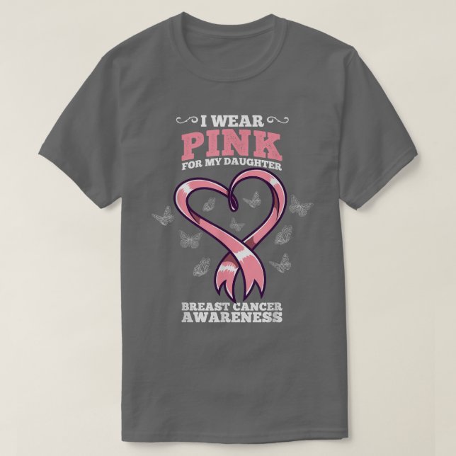 Camiseta Eu Visto Rosa Para Minha Filha Cancer Da Mama Awar (Frente do Design)