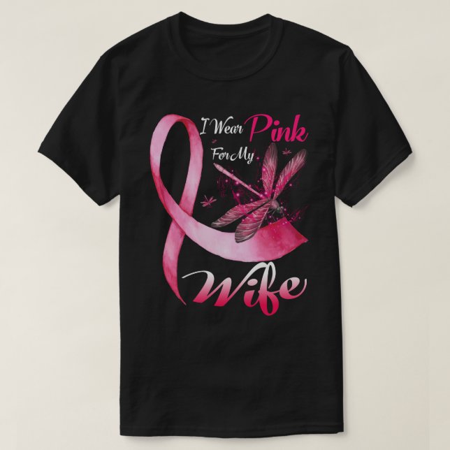 Camiseta Eu Visto Rosa Para O Cancer Da Minha Mulher De Dra (Frente do Design)