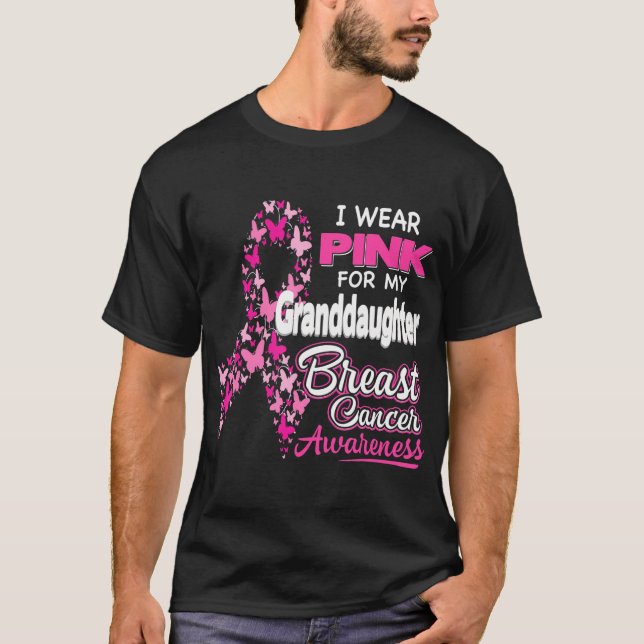 Camiseta Eu visto Rosa para o Cancer da minha neta (Frente)