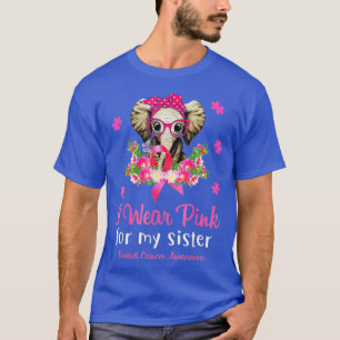 Camiseta Eu Visto Rosa Para O Cancer De Mama Elefante Irmã 