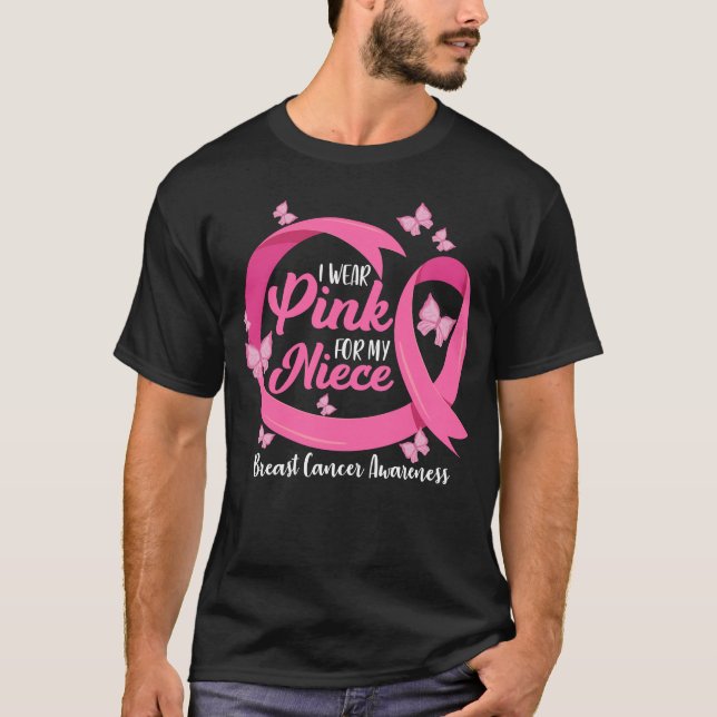 Camiseta Eu Visto Rosa Para O Meu Cancer De Mama Justo Da O (Frente)