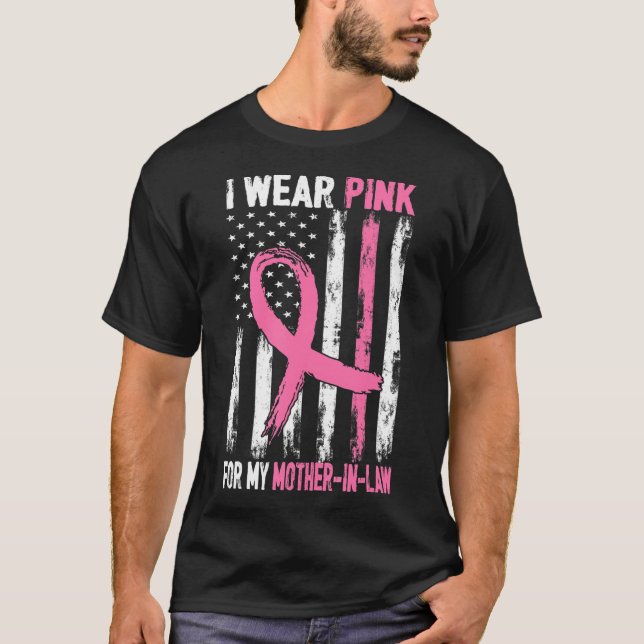 Camiseta Eu Visto Rosa Pela Minha Mãe No Cancer Da Mama Em  (Frente)