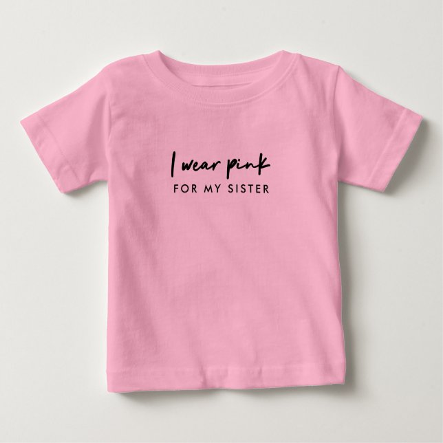 Camiseta Eu Visto Rosa | Suporte a Canceres de nome persona (Frente)