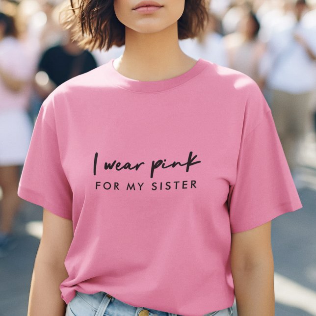 Camiseta Eu Visto Rosa | Suporte a Canceres de nome persona (Criador carregado)