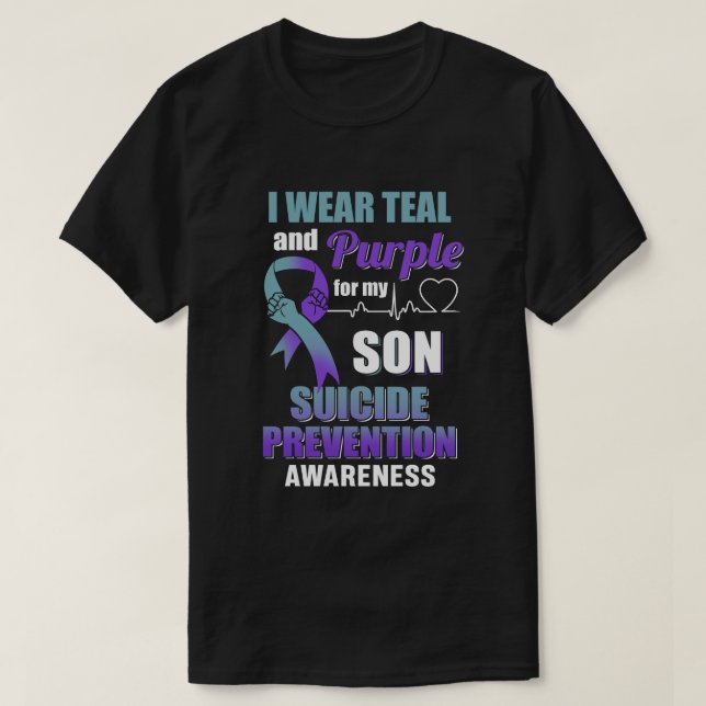 Camiseta Eu Visto Roxo De Teto Para O Meu Filho Prevenção D (Frente do Design)
