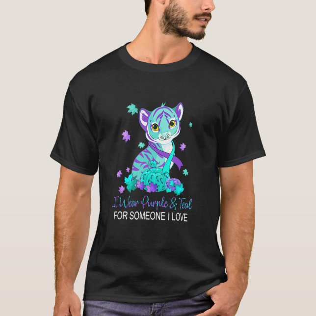 Camiseta Eu Visto Roxo E Teal Para Alguém Que Eu Amo Suicíd (Frente)