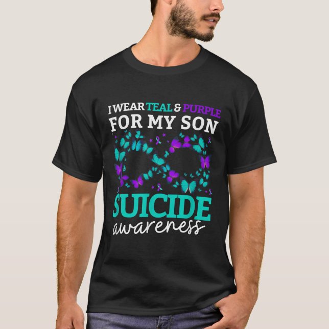 Camiseta Eu Visto Roxo E Teal Para O Meu Filho Suicida Prev (Frente)