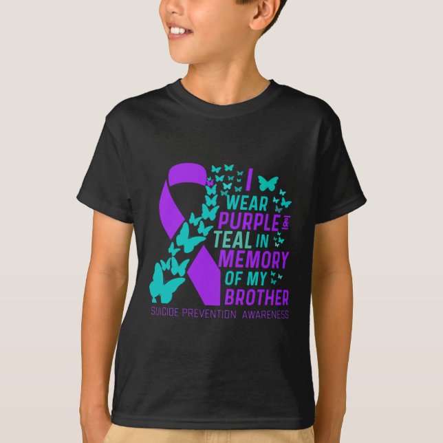 Camiseta Eu Visto Roxo E Teal Para O Meu Irmão Suicídio Ant (Frente)