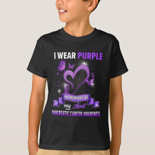 Camiseta Eu Visto Roxo Em Memória Da Minha Tia Pancreática  (Frente)