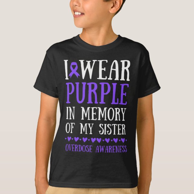 Camiseta Eu Visto Roxo Em Memória Da Sobredosagem Da Minha  (Frente)