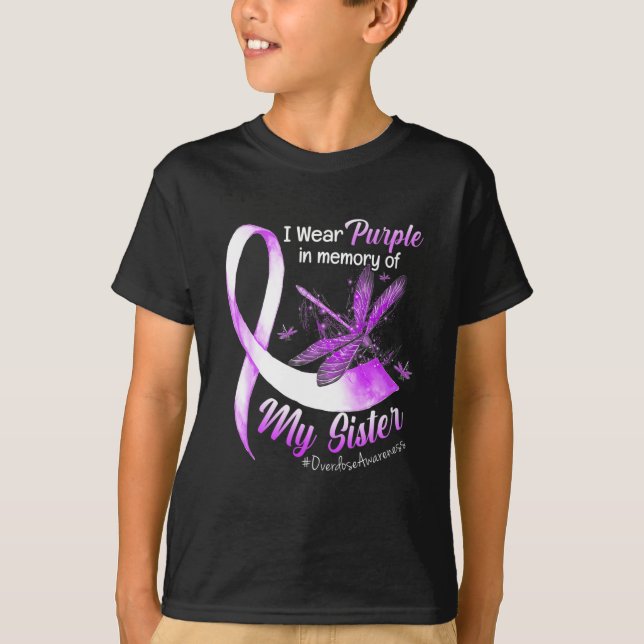 Camiseta Eu Visto Roxo Em Memória Da Sobredosagem Da Minha  (Frente)