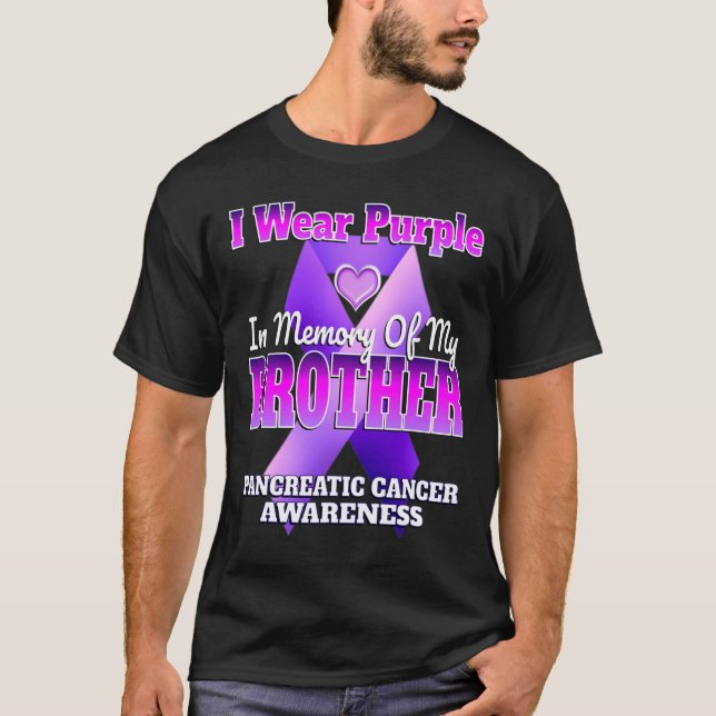Camiseta Eu Visto Roxo Em Memória Do Meu Irmão Pancreático  (Frente)