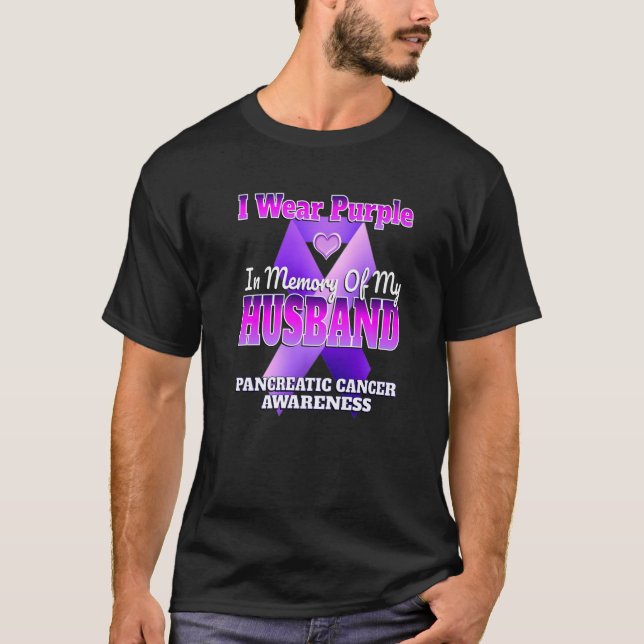 Camiseta Eu Visto Roxo Em Memória Do Meu Marido Pancreático (Frente)