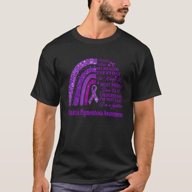 Camiseta Eu Visto Roxo Para A Consciência Da Retinite Pigme (Frente)